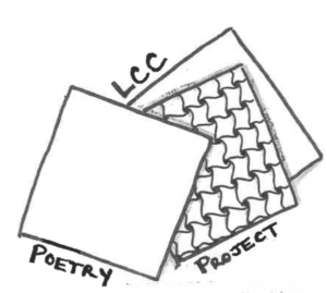 drawing of 3 sheets of paper saying LCC Poetry project